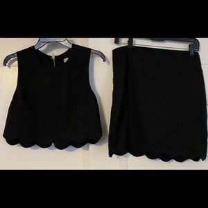 Tobi black scalloped matching set - crop top and skirt size large